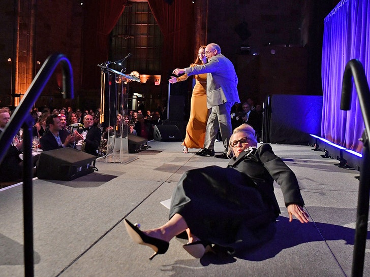 Amy Sedaris Falls Onstage at Nationwide Board of Evaluation Awards Gala