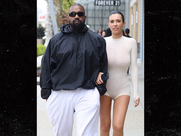 Bianca Censori in Revealing Outfit with Kanye West at Cheesecake Manufacturing facility