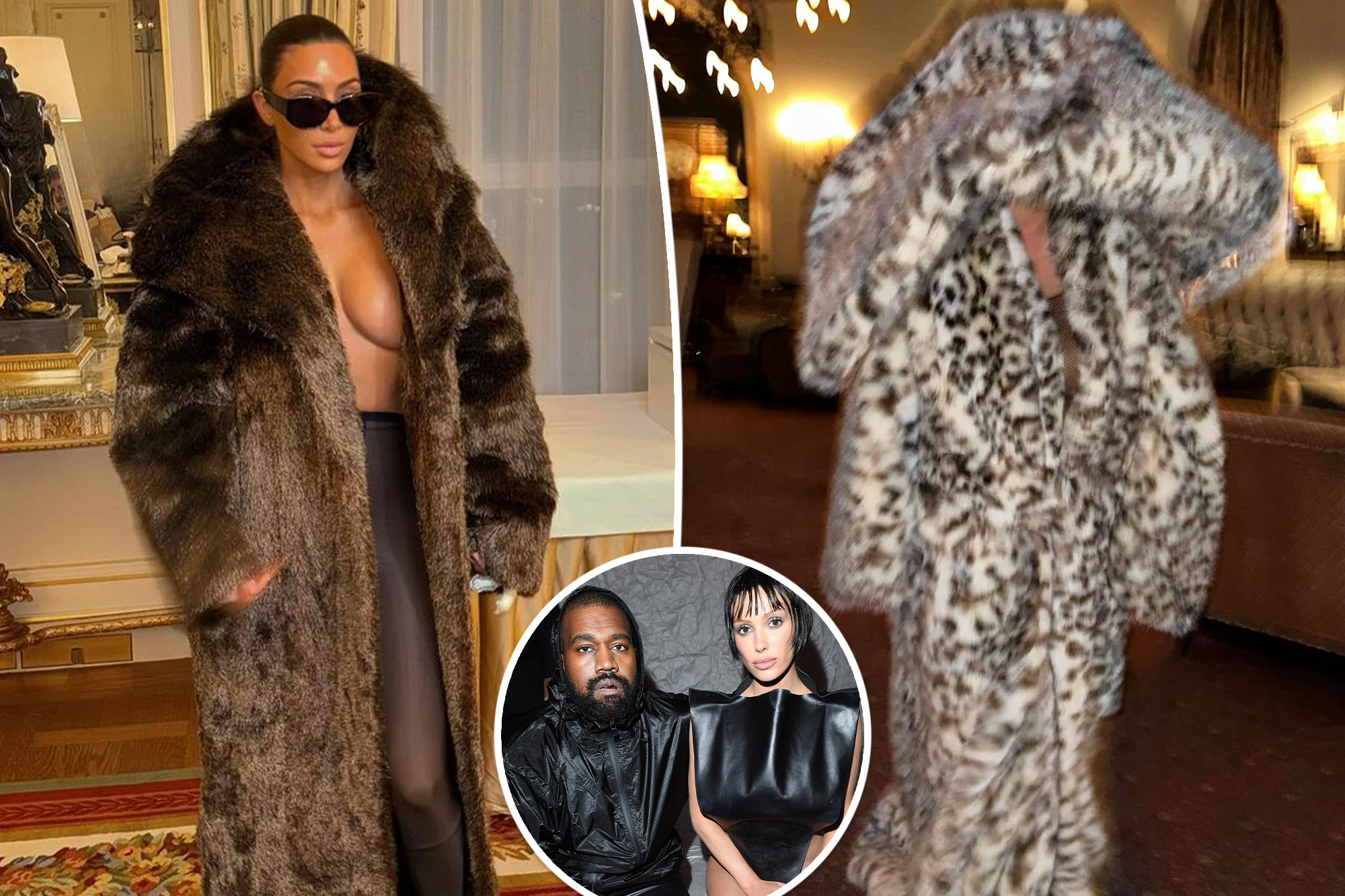 Kim Kardashian channels Kanye West’s spouse Bianca Censori by sporting nothing however a fur coat, tights