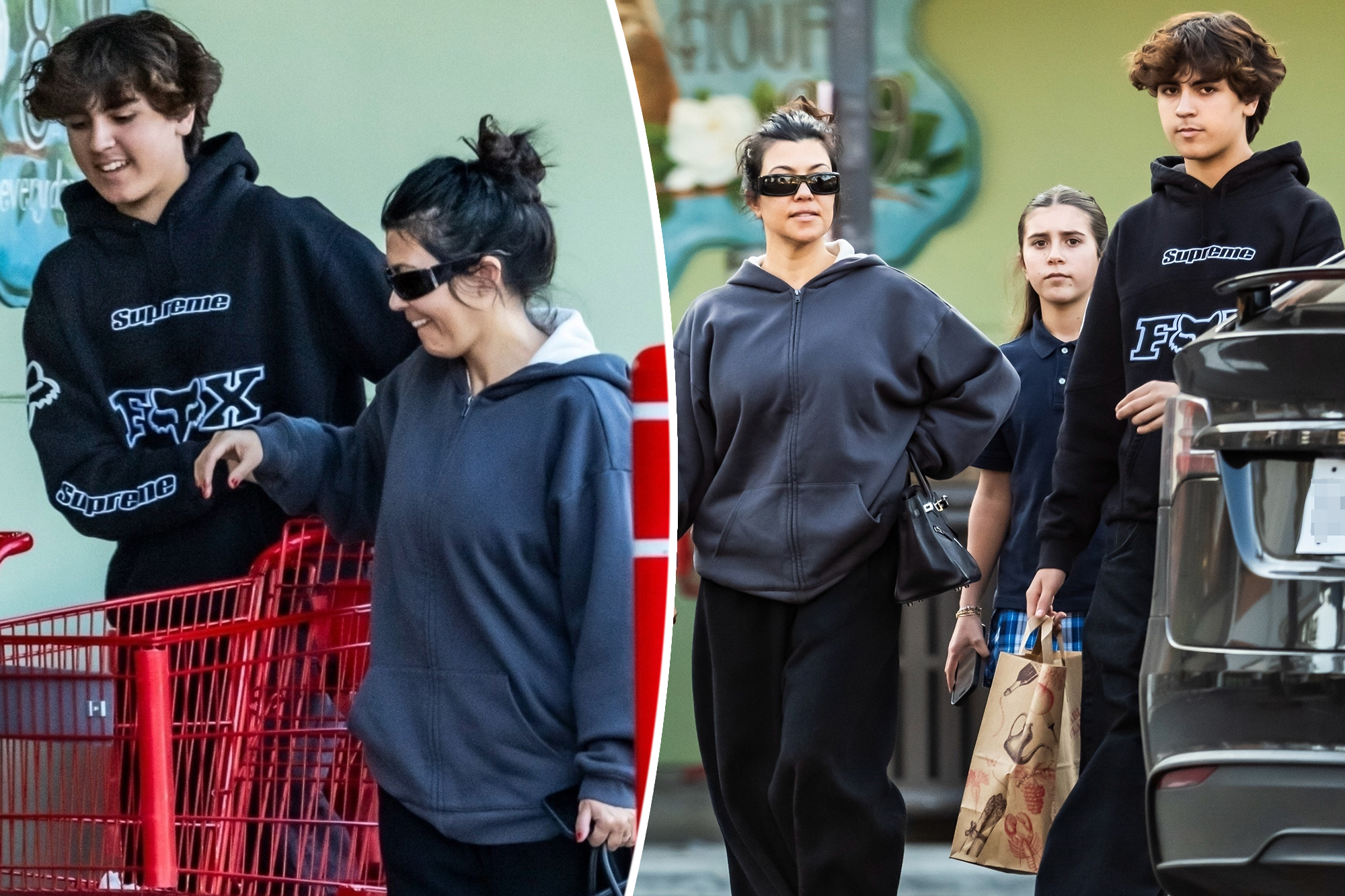 Mason Disick, 14, towers over mother Kourtney Kardashian whereas on a grocery run