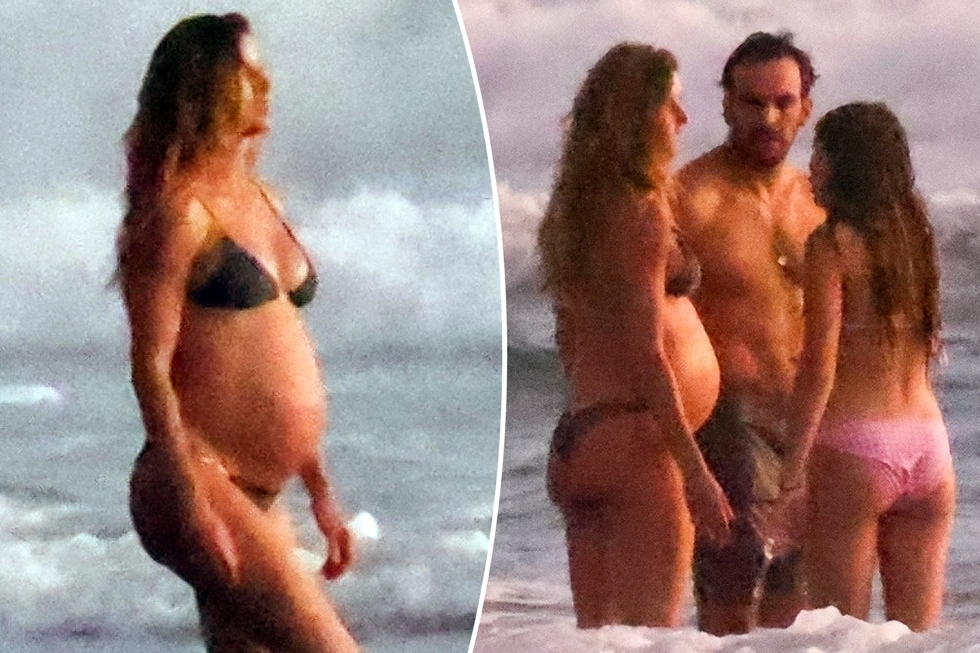 Pregnant Gisele Bündchen bares child bump in bikini in Costa Rica with Joaquim Valente