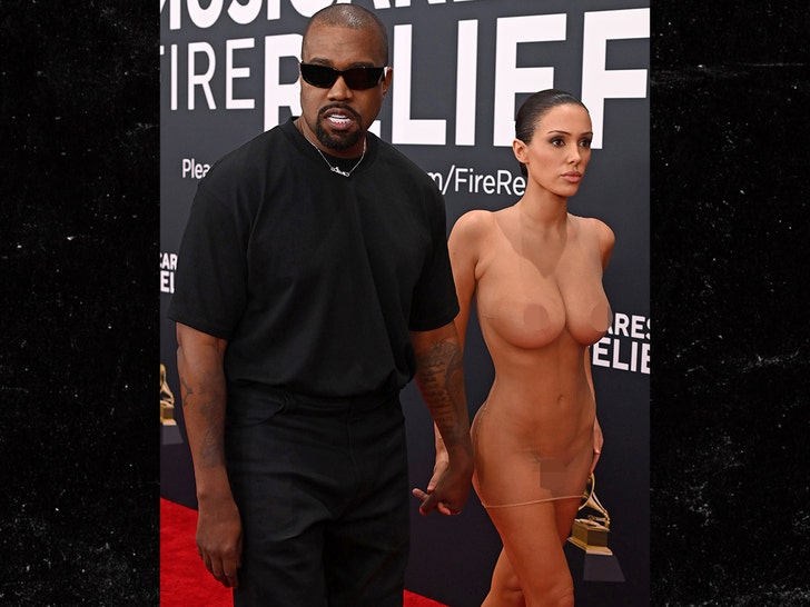 Kanye West and Bianca Censori Arrive at Grammys, Bianca Strips Bare on Carpet