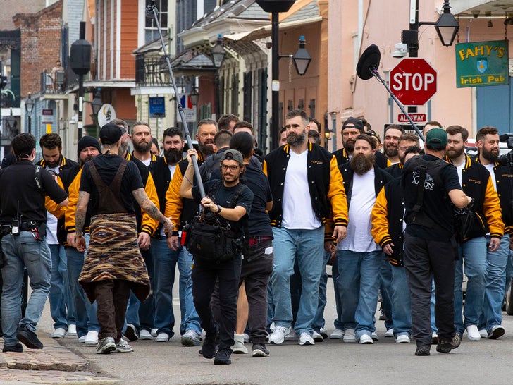 Jason Kelce Hits New Orleans With Look-Alikes